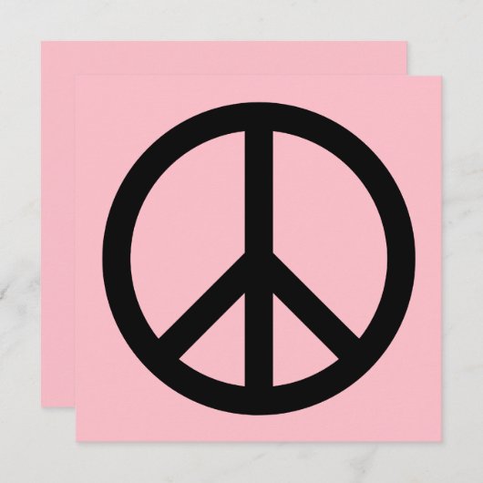 Roze en Zwart Vredessymbool Blanco uitnodiging (Voorkant / Achterkant)