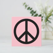 Roze en Zwart Vredessymbool Blanco uitnodiging (Staand voorkant)