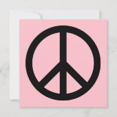Roze en Zwart Vredessymbool Blanco uitnodiging (Voorkant)