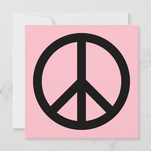Roze en Zwart Vredessymbool Blanco uitnodiging (Voorkant)