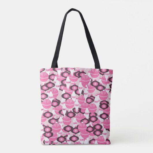 Roze en Zwart Vrolijk Kerstmis Vrouwen Canvas tas (Achterkant)