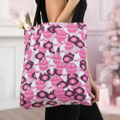 Roze en Zwart Vrolijk Kerstmis Vrouwen Canvas tas