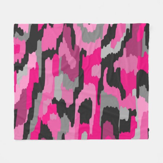 Roze en zwarte Abstracte afdrukken Fleece Deken (Voorkant (Horizontaal))