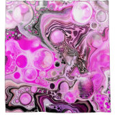Roze en zwarte Abstracte Fluid Art Douchegordijn (Voorkant)