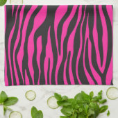 Roze en zwarte Abstracte Zebrastripes Theedoek (Gevouwen)