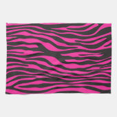 Roze en zwarte Abstracte Zebrastripes Theedoek (Horizontaal)