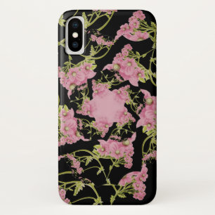 Roze en zwarte Achillea fractale kunst iPhone X Hoesje