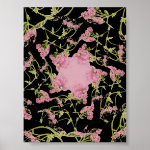 Roze en zwarte Achillea fractale kunst Poster