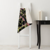 Roze en zwarte Achillea fractale kunst Sherpa Deken (In situ)