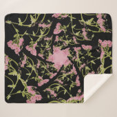 Roze en zwarte Achillea fractale kunst Sherpa Deken (Voorkant (horizontaal))