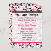 Roze en zwarte Afstuderen - 2011 Kaart (Voorkant / Achterkant)