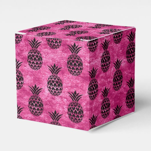 Roze en zwarte ananas tropische verjaardagsfeestje bedankdoosjes (Voorkant Zijde)