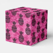 Roze en zwarte ananas tropische verjaardagsfeestje bedankdoosjes (Achterkant)