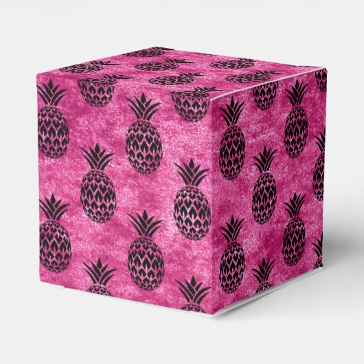 Roze en zwarte ananas tropische verjaardagsfeestje bedankdoosjes (Achterkant)