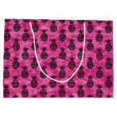 Roze en zwarte ananas tropische verjaardagsfeestje groot cadeauzakje (Achterkant)