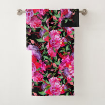 Roze en zwarte aquarel fuchsia bloemen
