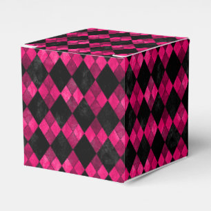 Roze en zwarte argyle feestgunstdoos bedankdoosjes