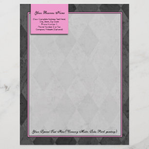 Roze en zwarte Argyle Letterhead Briefhoofd Sjabloon