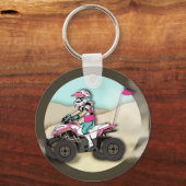 Roze en zwarte ATV Rider Sleutelhanger (Voorkant)