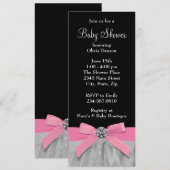 Roze en Zwarte Baby Meisje Douche Kaart (Voorkant / Achterkant)