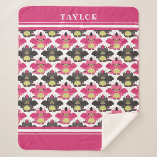 Roze en zwarte Baby - Naam Sherpa Deken