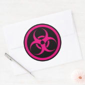 Roze en Zwarte Bio Hazard Circle Ronde Sticker (Envelop)