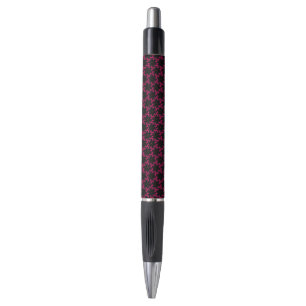 Roze en Zwarte Bloem Cluster Pen