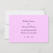 Roze en zwarte bloemenbruiloft Save the Date Kaart (Achterkant)