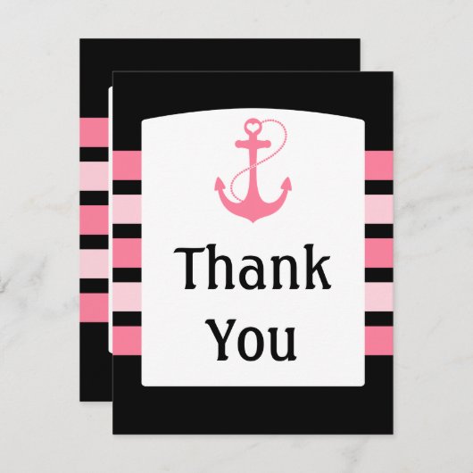 Roze en zwarte bruiloft Hartelijk dank Bedankkaart (Voorkant / Achterkant)