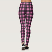 Roze en zwarte Buffalo Plaid Tartan Patroon Leggings (Achterkant)