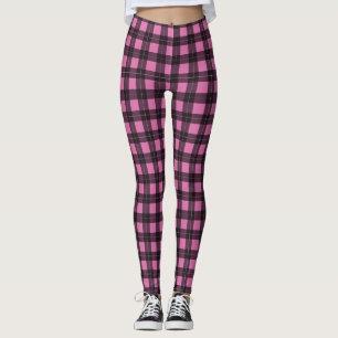 Roze en zwarte Buffalo Plaid Tartan Patroon Leggings