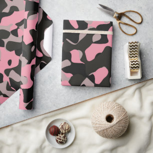 Roze en zwarte Camo Cadeaupapier