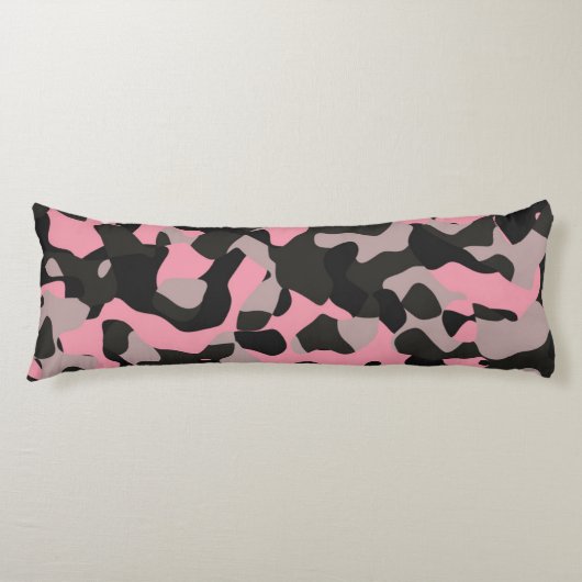 Roze en zwarte Camo Lichaamskussen (Voorkant)