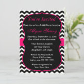 Roze en zwarte Chevron Bridal Shower Kaart (Staand voorkant)