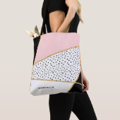 Roze en zwarte Chic Abstracte Patroon Canvas tas (Dichtbij)