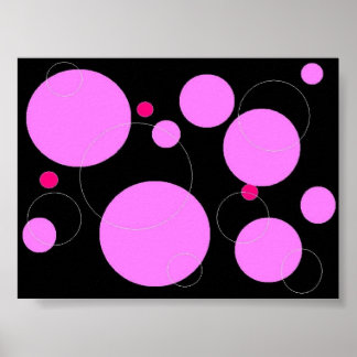 Roze en zwarte cirkelvormig grijslicht poster