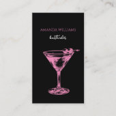 Roze en zwarte cocktail professionele barman visitekaartje (Voorkant)