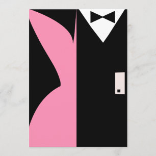 Roze en Zwarte Cocktailjurk Eettafel Feestje Kaart