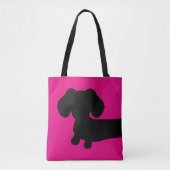 Roze en Zwarte Dachshund Canvas tas (Voorkant)