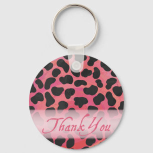 Roze en zwarte Dalmatiaanse Patroon Dank u Sleutelhanger