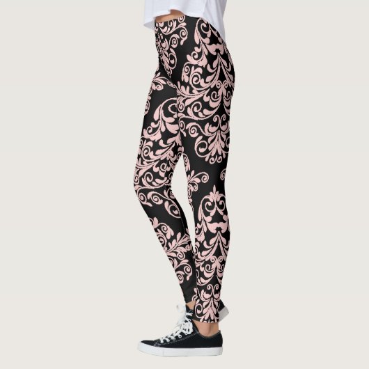 Roze en zwarte Damask Elegant Leggings (Links)