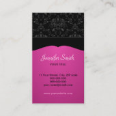 Roze en zwarte Damask Elegant visitekaartje (Voorkant)