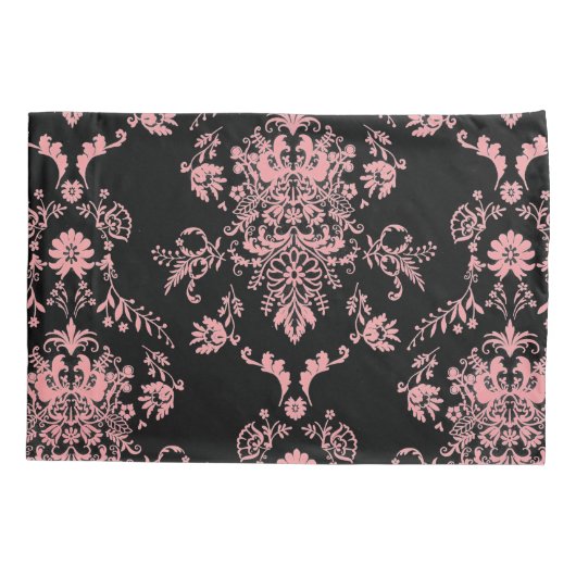 Roze en zwarte Damask Kussensloop (Achterkant)