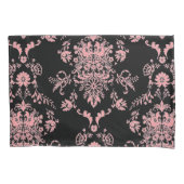Roze en zwarte Damask Kussensloop (Voorkant)