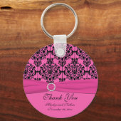 Roze en zwarte Damask Sleutelhanger (Voorkant)