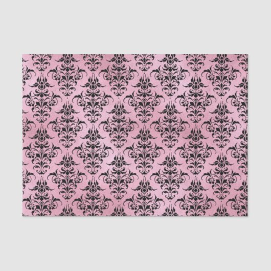 Roze en zwarte Damask Tissuepapier (Voorkant)