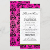 Roze en zwarte Damask w / Green Slim Dinner Menu (Voorkant / Achterkant)