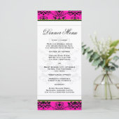 Roze en zwarte Damask w / Green Slim Dinner Menu (Staand voorkant)