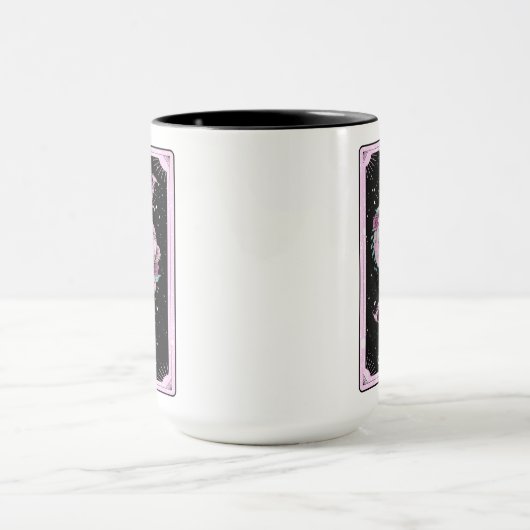 Roze en zwarte Dikte Tarotkaart Witchy Celestial Mok (Midden)