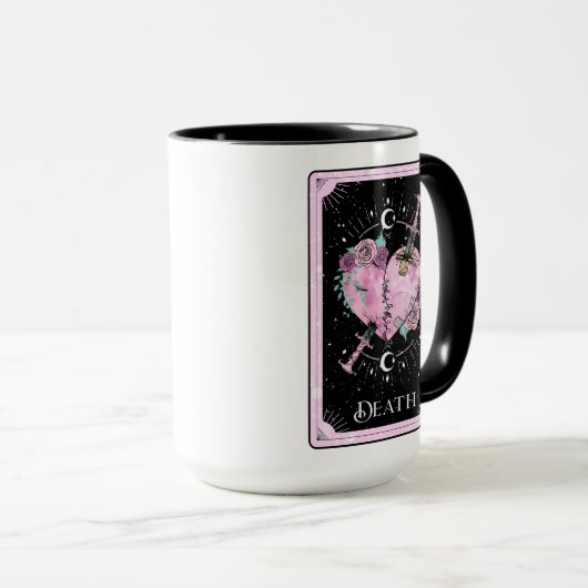 Roze en zwarte Dikte Tarotkaart Witchy Celestial Mok (Voorkant rechts)